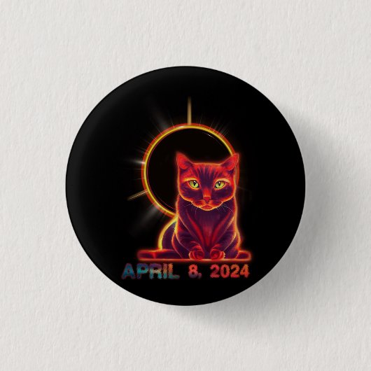 Total 太陽の Eclipse Cat 2024年4月8日天文学モー 缶バッジ (正面)