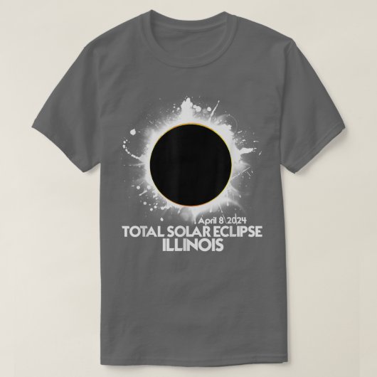 Total 太陽の Eclipse ILLINOIS 2024 American Totalit Tシャツ (デザイン正面)