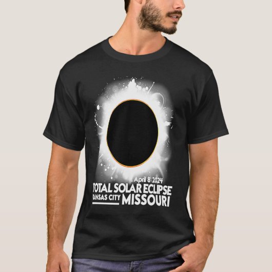 Total 太陽の Eclipse Kansas CITY Missouri 4月8日2 Tシャツ (正面)