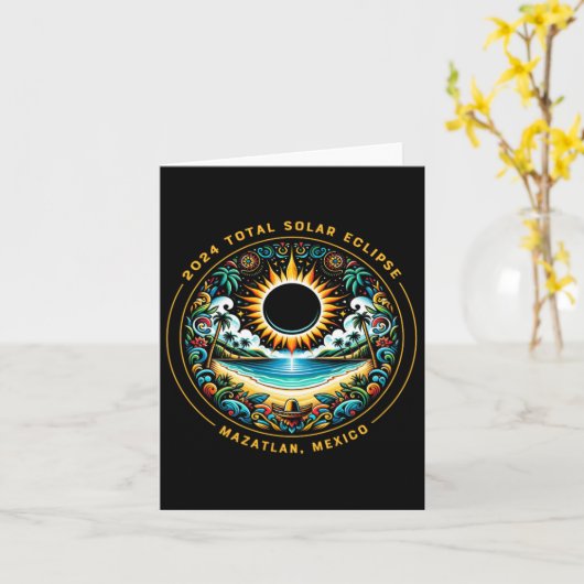 Total 太陽の Eclipse Mazatlan Mexico - Mexican Beac カード (黄色い花)