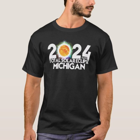 Total 太陽の Eclipse Michigan 2024年4月8日アメリカ Tシャツ (正面)