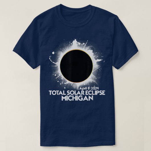 Total 太陽の Eclipse Michigan 2024 American Totalit Tシャツ (デザイン正面)