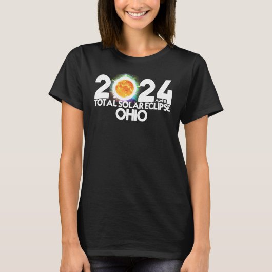 Total 太陽の Eclipse Ohio 2024 American Totality 20 Tシャツ (正面)