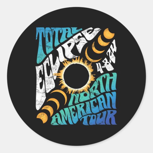 Total Eclipse 2024レトロGroovy North American Tou ラウンドシール (正面)