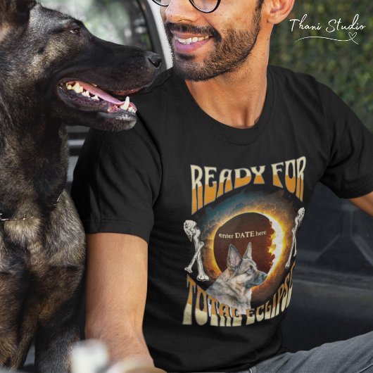 Total Eclipse 2024編集可能日付可愛い犬のヴィンテージ Tシャツ