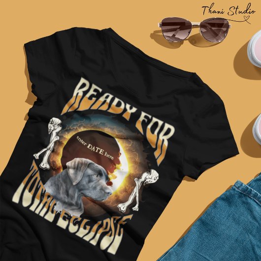 Total Eclipse 2024編集可能日付可愛い犬のヴィンテージ Tシャツ
