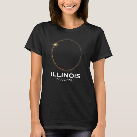Total Solar Eclipse 2024 Totality Illinois Tシャツ (正面)
