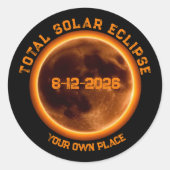 Total Solar Eclipse 2026 ラウンドシール (正面)