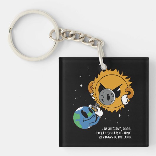 Total Solar Eclipse 2026 Iceland Photobomb キーホルダー (正面)