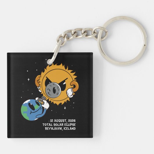 Total Solar Eclipse 2026 Iceland Photobomb キーホルダー (裏面)