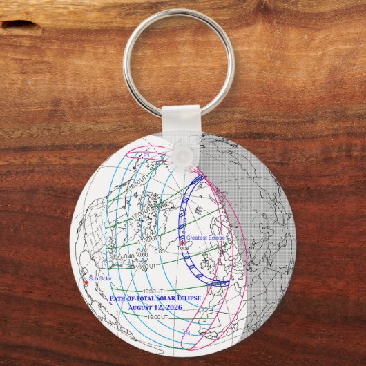 Total Solar Eclipse 2026 Map キーホルダー (裏面)