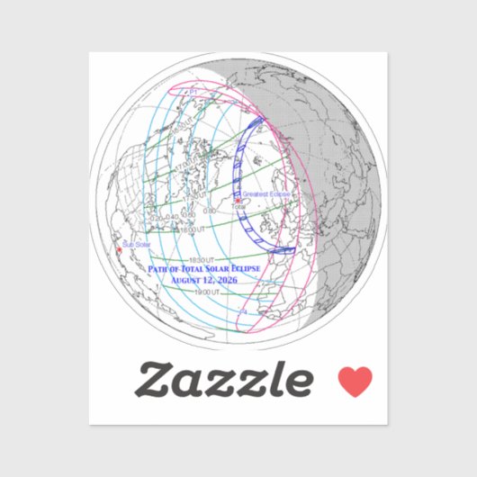 Total Solar Eclipse 2026 Map シール (シート)