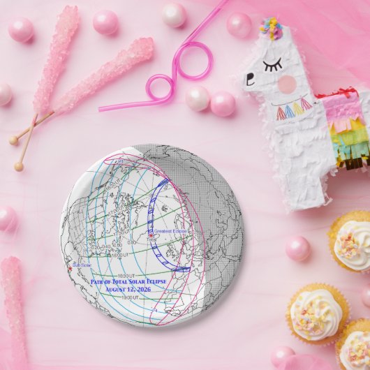 Total Solar Eclipse 2026 Map ペーパープレート (パーティー)