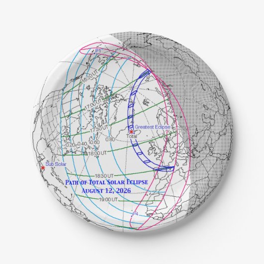 Total Solar Eclipse 2026 Map ペーパープレート (正面)