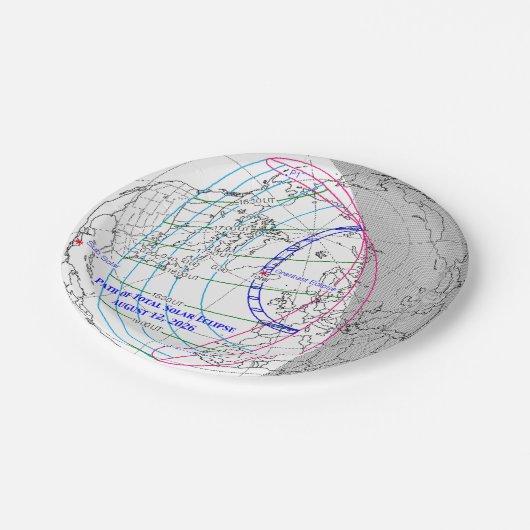 Total Solar Eclipse 2026 Map ペーパープレート (アングル)