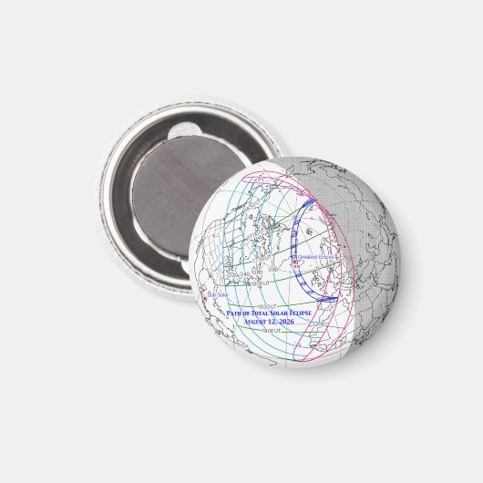 Total Solar Eclipse 2026 Map マグネット (正面/裏面)