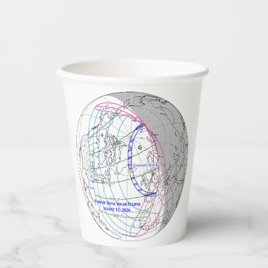Total Solar Eclipse 2026 Map 紙コップ (正面)