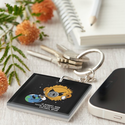 Total Solar Eclipse 2026 Spain Photobomb キーホルダー (正面右)