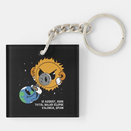 Total Solar Eclipse 2026 Spain Photobomb キーホルダー (裏面)
