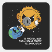 Total Solar Eclipse 2026 Spain Photobomb スクエアシール (正面)