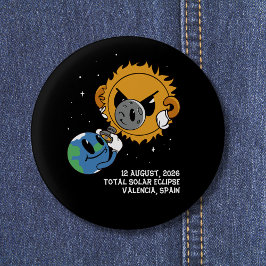 Total Solar Eclipse 2026 Spain Photobomb 缶バッジ