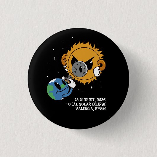 Total Solar Eclipse 2026 Spain Photobomb 缶バッジ (正面)