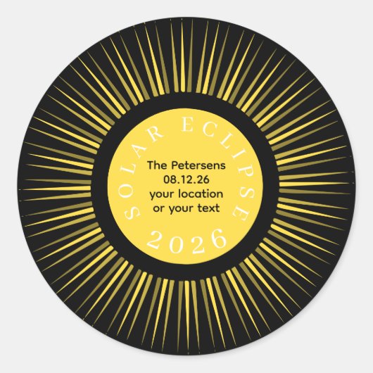 Total solar eclipse 2026 your name personalized ラウンドシール (正面)