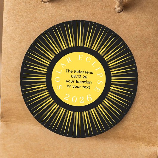Total solar eclipse 2026 your name personalized ラウンドシール