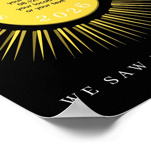 Total solar eclipse 2026 your text personalized ポスター (角)