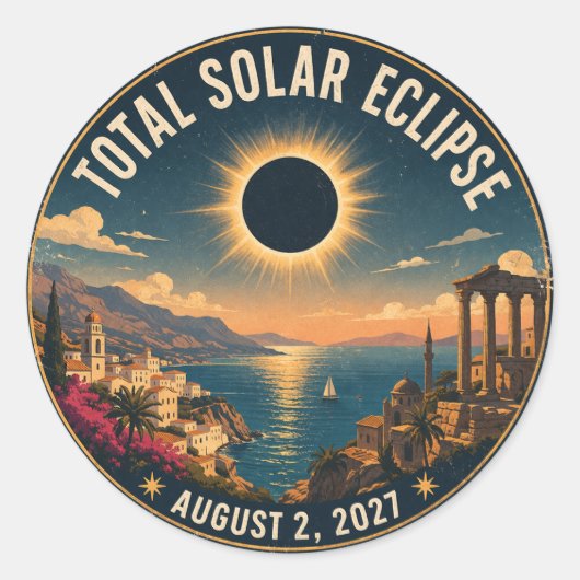 Total Solar Eclipse 2027  ラウンドシール (正面)