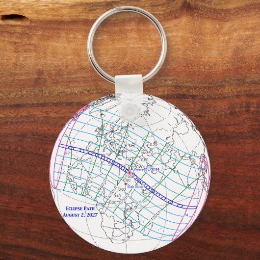 Total Solar Eclipse 2027 Map キーホルダー (正面)