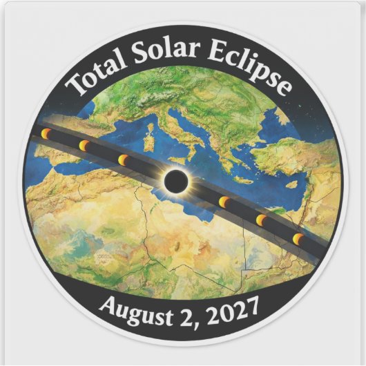 Total Solar Eclipse 2027 Map シール (正面)