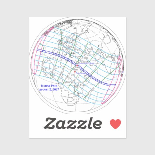 Total Solar Eclipse 2027 Map シール (シート)