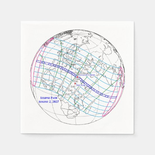 Total Solar Eclipse 2027 Map スタンダードカクテルナプキン (正面)