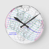 Total Solar Eclipse 2027 Map ラウンド壁時計 (正面)