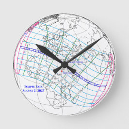 Total Solar Eclipse 2027 Map ラウンド壁時計