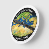 Total Solar Eclipse 2027 Map ラウンド壁時計 (傾斜)