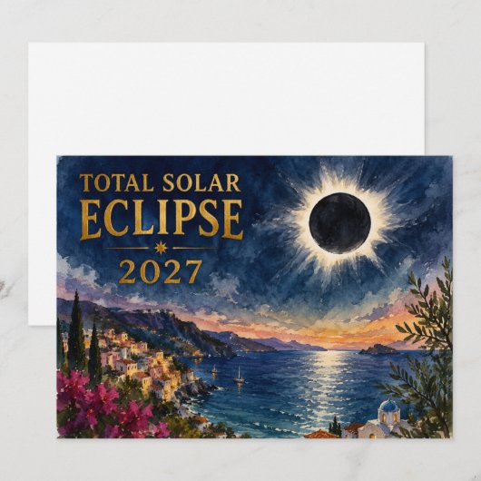 Total Solar Eclipse 2027 Mediterranean  招待状 (正面/裏面)
