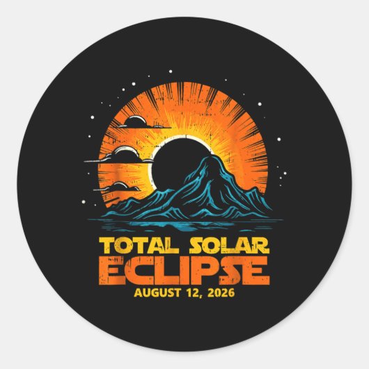 Total Solar Eclipse August 12 2026 Artwork ラウンドシール (正面)