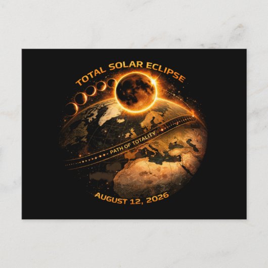 Total Solar Eclipse August 2026 Path of Totality ポストカード (正面)