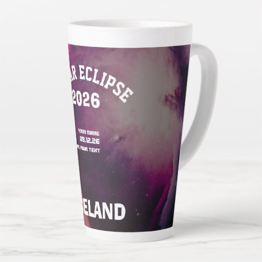 Total solar eclipse August 2026 text personalized カフェラテマグ (右アングル)