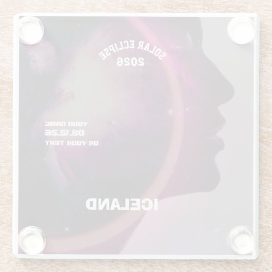 Total solar eclipse August 2026 text personalized ガラスコースター (裏面)