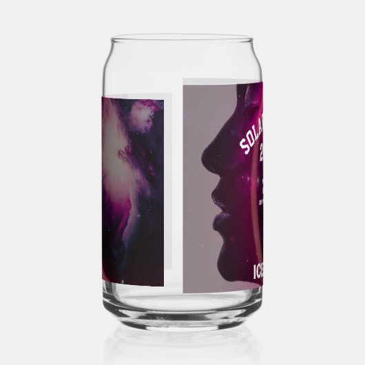 Total solar eclipse August 2026 text personalized ガラス缶 (左)