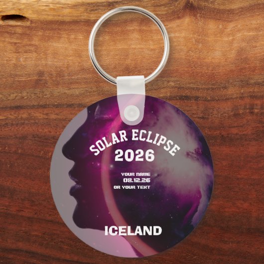 Total solar eclipse August 2026 text personalized キーホルダー (正面)