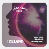 Total solar eclipse August 2026 text personalized スクエアシール (正面)