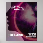 Total solar eclipse August 2026 text personalized ポスター (正面)