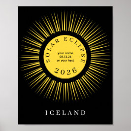 Total solar eclipse August 2026 text personalized ポスター