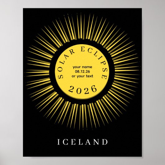 Total solar eclipse August 2026 text personalized ポスター (正面)