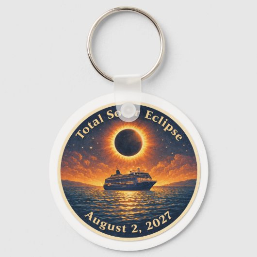 Total Solar Eclipse August 2 2027 cruise ship  キーホルダー (正面)