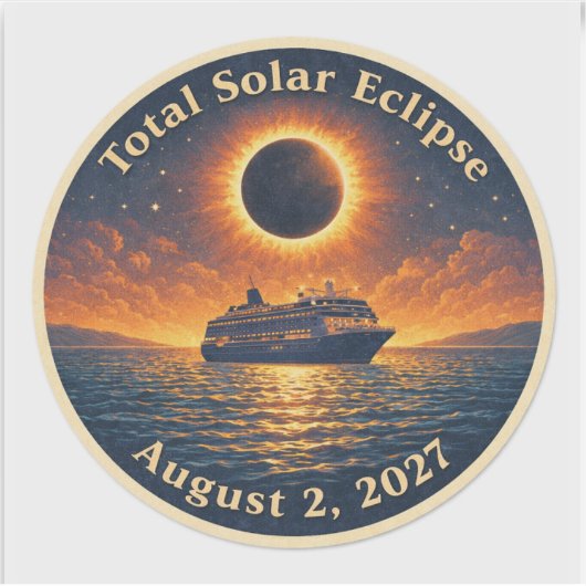 Total Solar Eclipse August 2 2027 cruise ship  シール (正面)